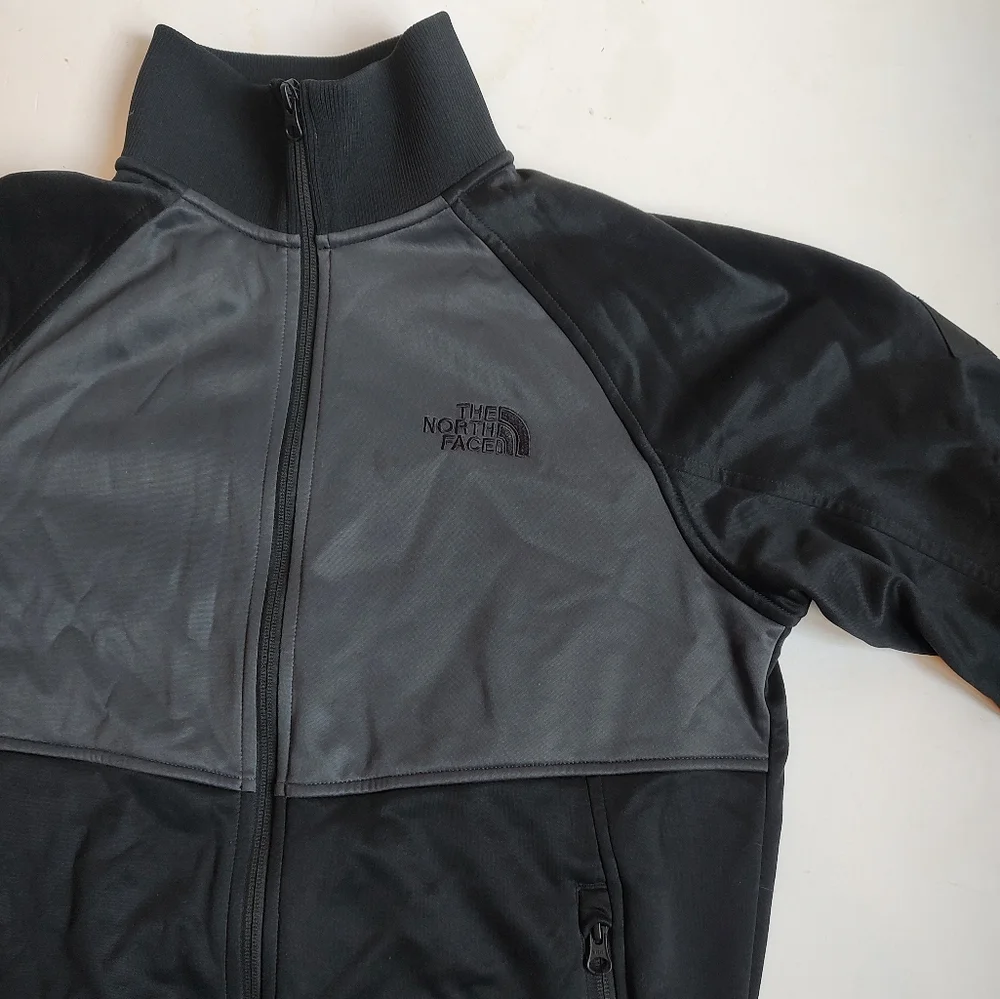 The North Face Takeback Track Full Zip Jacket Grey Black Pockets Colorblock S